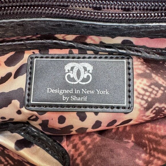 Sharif Black Brown Textured Leather Crossbody Shoulder Bag Wristlet Handbag New - Picture 5 of 15